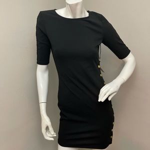 Little Black Dress with accent gold buttons